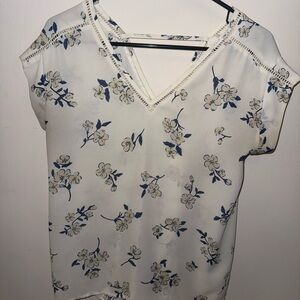 Sienna Sky White and Blue Floral Blouse
